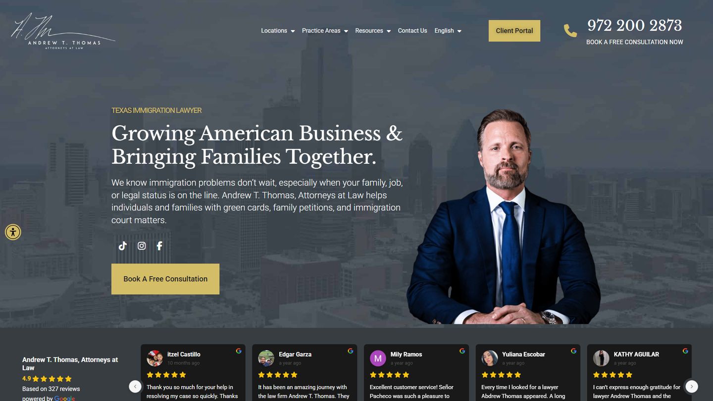 Andrew T. Thomas, Attorneys at Law website homepage